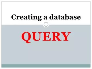 Creating a database