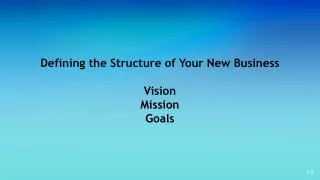 Defining the Structure of Your New Business Vision Mission Goals