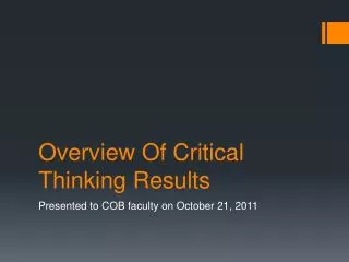 Overview Of Critical Thinking Results