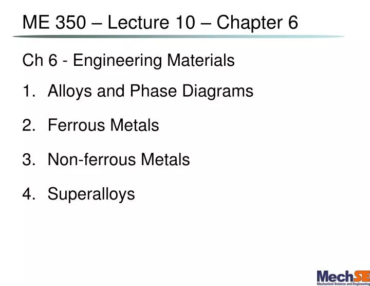 me 350 lecture 10 chapter 6