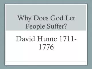 Why Does God Let People Suffer?
