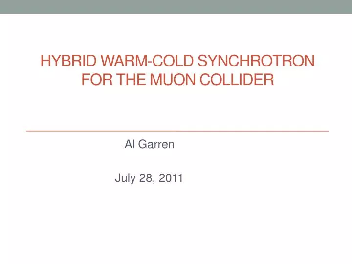 hybrid warm cold synchrotron for the muon collider