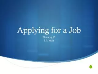 Applying for a Job