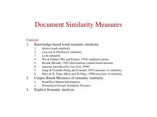 Document Similarity Measures