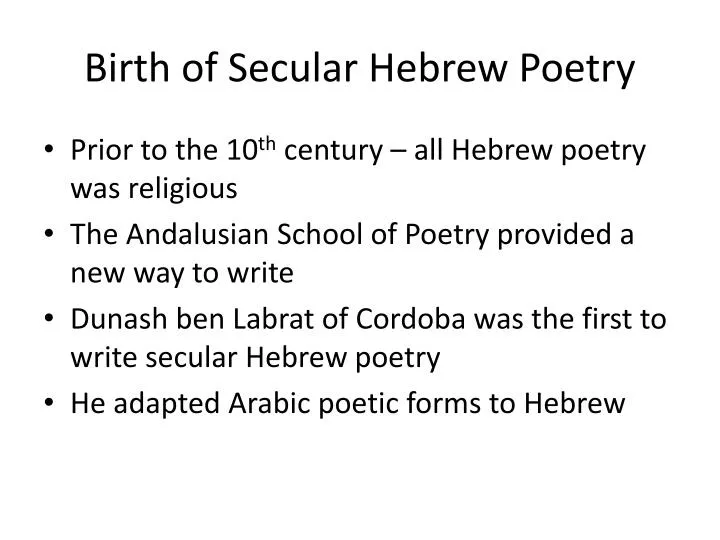 birth of secular hebrew poetry