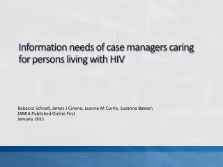 Information needs of case managers caring for persons living with HIV