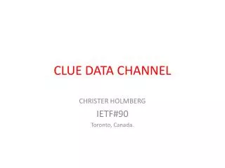 CLUE DATA CHANNEL