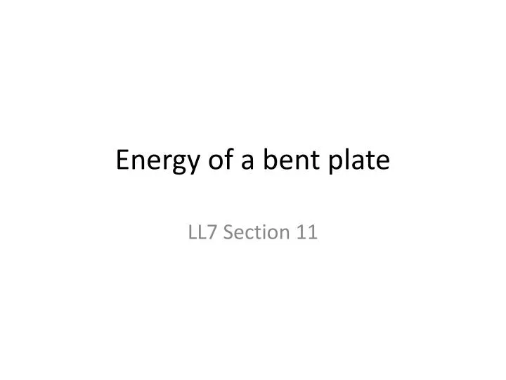 energy of a bent plate