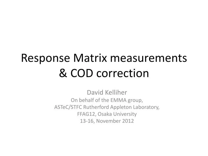 response matrix measurements cod correction
