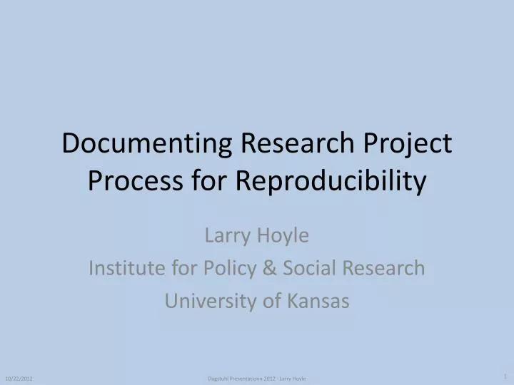 documenting research project process for reproducibility