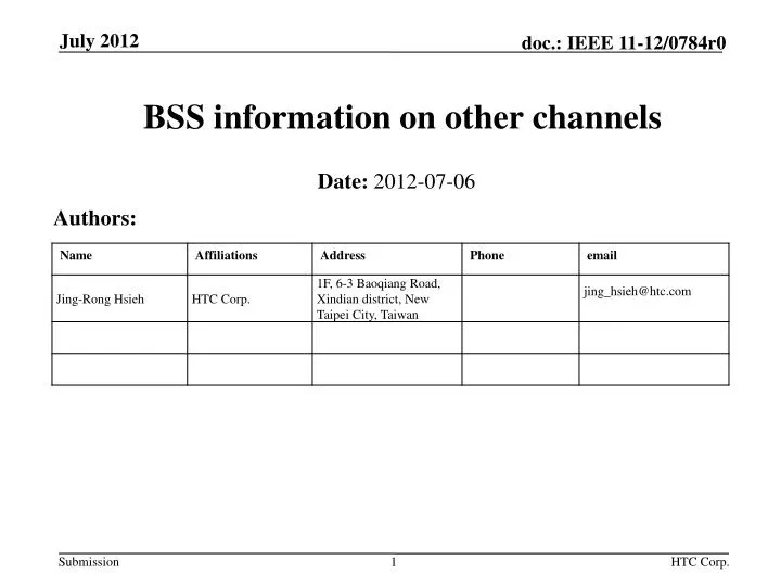 bss information on other channels