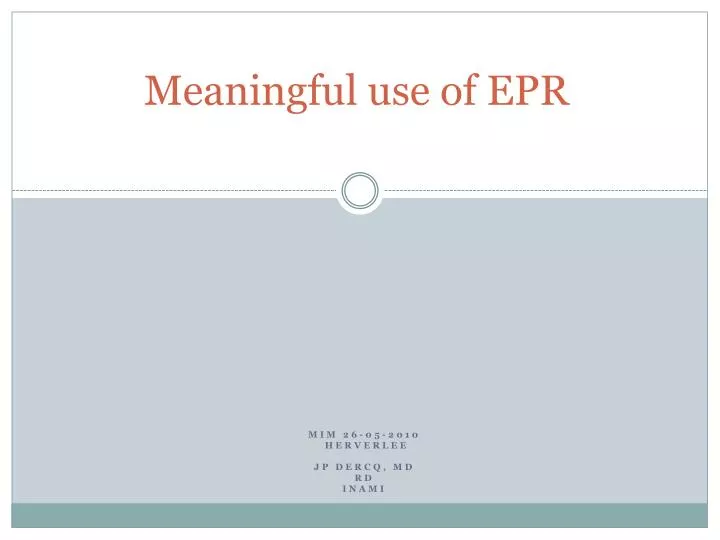 meaningful use of epr