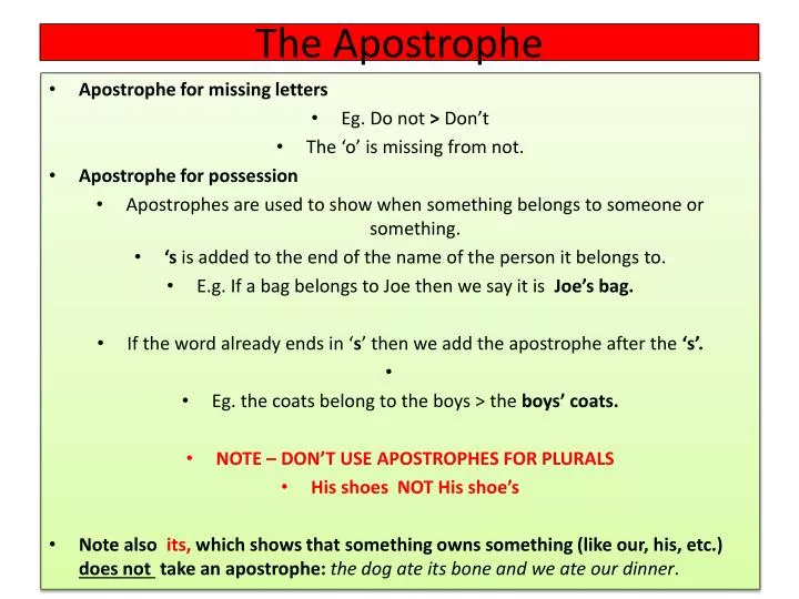 PPT - The Apostrophe PowerPoint Presentation, free download - ID:2833029