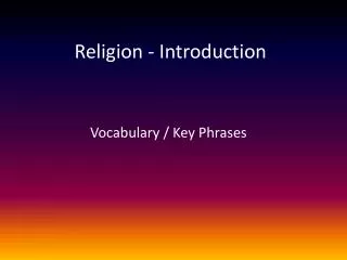 Religion - Introduction