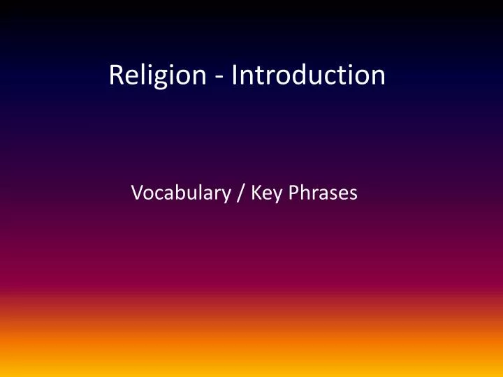 religion introduction