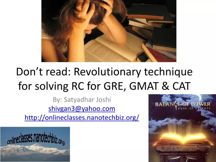 don t read revolutionary technique for solving rc for gre gmat cat