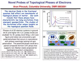 Novel Probes of Topological Phases of Electrons Aron Pinczuk , Columbia University, DMR 0803691