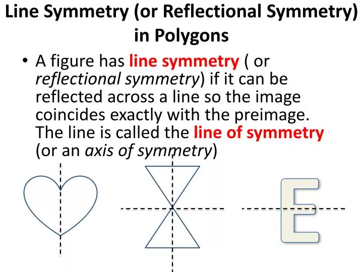 line symmetry or reflectional symmetry in polygons
