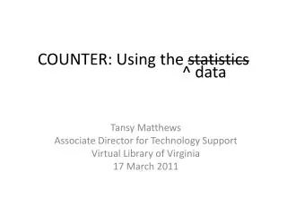 COUNTER: Using the statistics