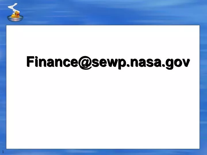 finance@sewp nasa gov
