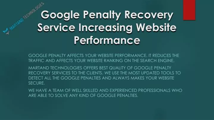 google p enalty recovery s ervice increasing website performance