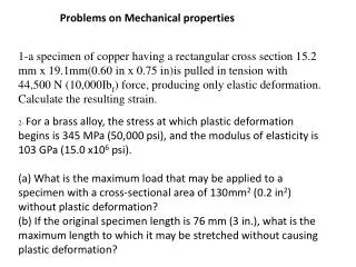 Problems on Mechanical properties