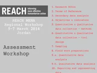 REACH MENA Regional Workshop 5-7 March 2014 Jordan