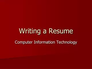 Writing a Resume