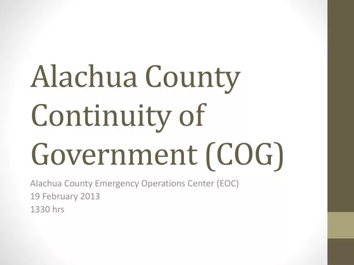 alachua county continuity of government cog