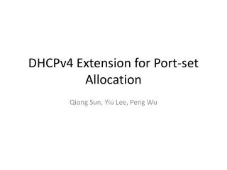 DHCPv4 Extension for Port-set Allocation