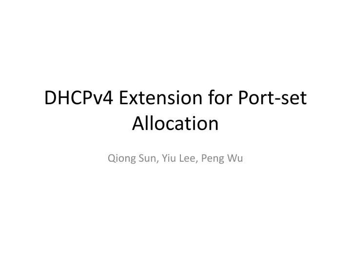 dhcpv4 extension for port set allocation