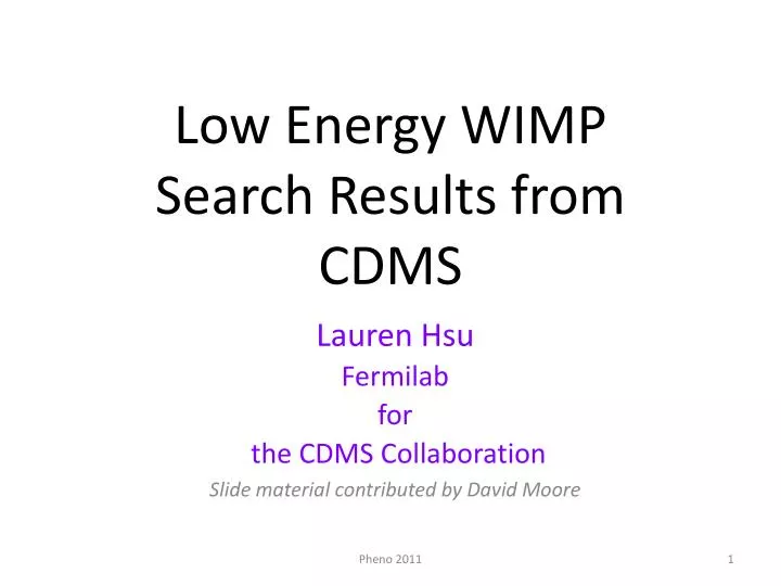 low energy wimp search results from cdms