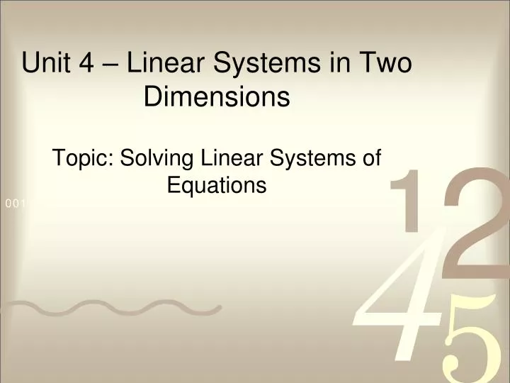 unit 4 linear systems in two dimensions