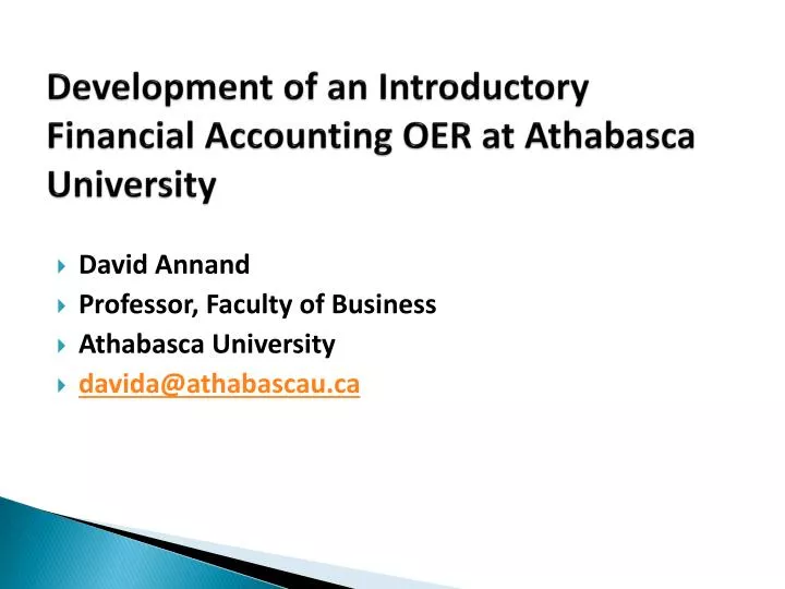 development of an introductory financial accounting oer at athabasca university