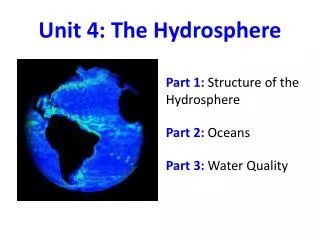 Unit 4: The Hydrosphere