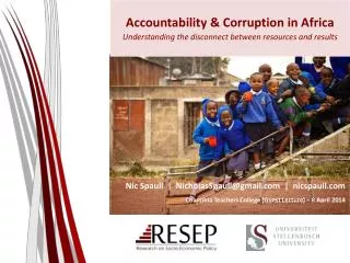 Accountability &amp; Corruption in Africa Understanding the disconnect between resources and results
