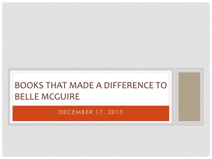books that made a difference to belle mcguire