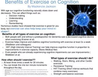 Benefits of Exercise on Cognition By Mackenzie Jackson