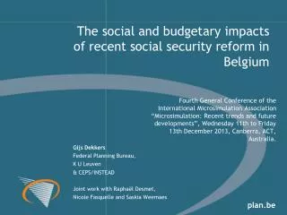 The social and budgetary impacts of recent social security reform in Belgium