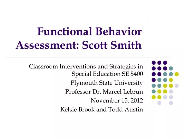 functional behavior assessment scott smith