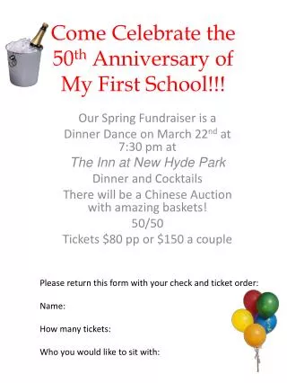 Come Celebrate the 50 th Anniversary of My First School!!!