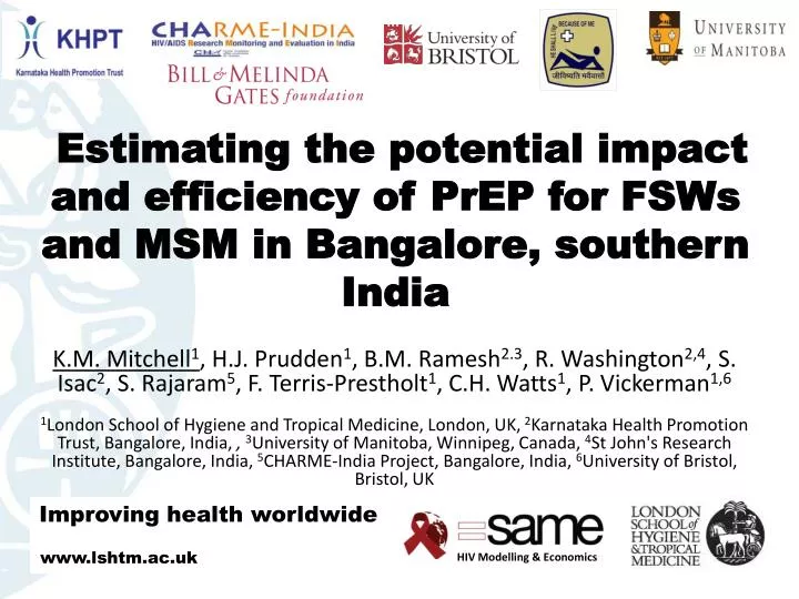 estimating the potential impact and efficiency of prep for fsws and msm in bangalore southern india