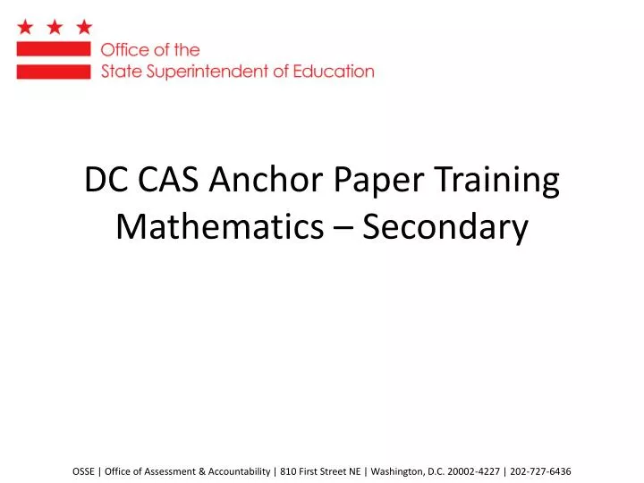 dc cas anchor paper training mathematics secondary