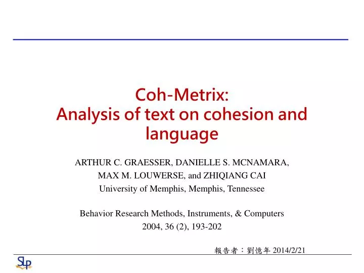 coh metrix analysis of text on cohesion and language