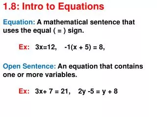 1.8: Intro to Equations