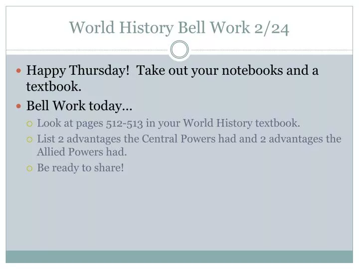 world history bell work 2 24