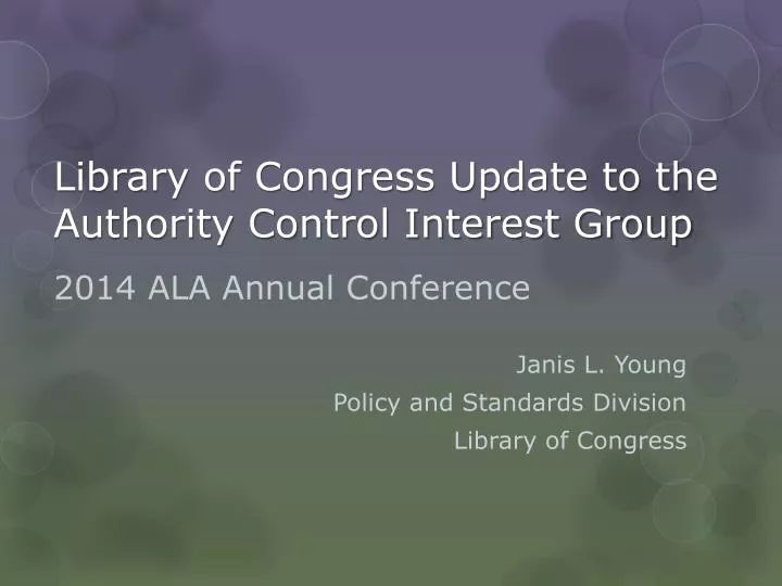 library of congress update to the authority control interest group