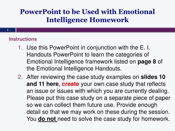 powerpoint to be used with emotional intelligence homework