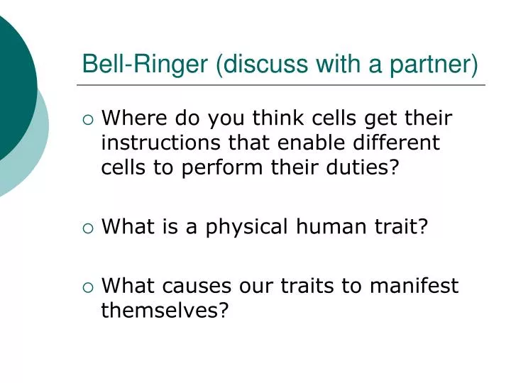 bell ringer discuss with a partner