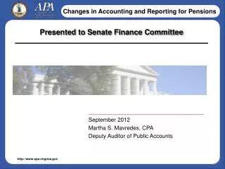 Presented to Senate Finance Committee